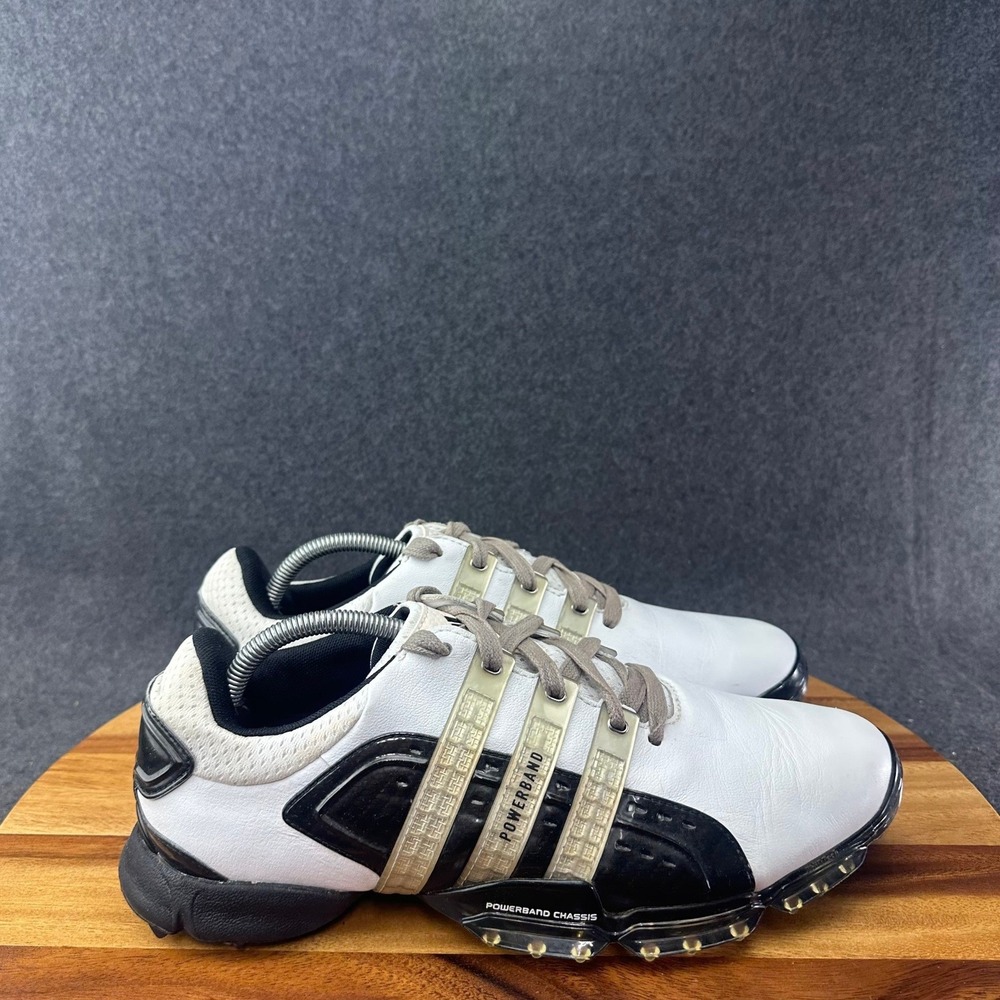 Adidas Powerband 4.0 Golf Shoes Mens Size 10.5 White Black Cleated 816468